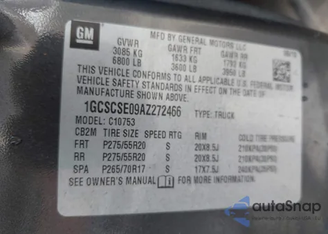 2010 Chevrolet Silverado 1500 Lt from USA, damaged, VIN 1GCSCSE09AZ272466